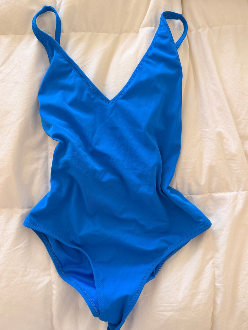 Topshop Bright Blue V-Neck One-Piece Swimsuit
